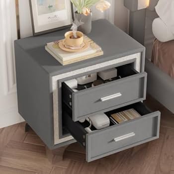 Amazon.com: 2-Drawer Nightstand with Silver Glitter Strip